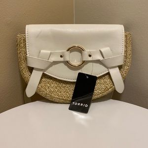 Torrid white Raffia Belt bag.